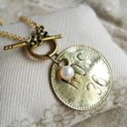 Gold Vintage Coin Pearl Short Necklace