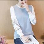 Color Block Floral Embroidered Sweatshirt
