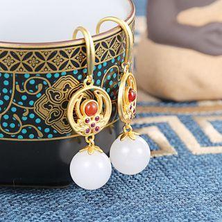 Gemstone Agate Sterling Silver Dangle Earring 1 Pair - Gold - One Size