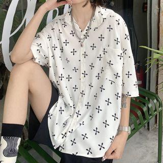Elbow-sleeve Cross Shirt