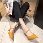 Rhinestone High Heel Pointed Mules