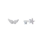 925 Sterling Silver Asymmetric Star Stud Earring 1 Pair - Silver - One Size