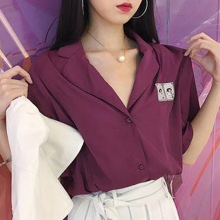 Elbow-sleeve Blouse / Wide Leg Pants
