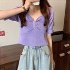 V-neck Bow Front Knit Top