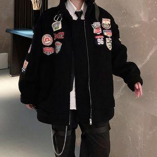 Patched Fleece Zipped Jacket