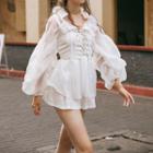 Mock-neck Long-sleeve Lace-up Jumpsuit