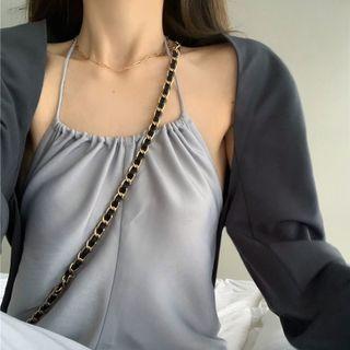 Halter-neck Maxi Sheath Dress / Cropped Jacket
