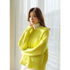 Dual-pocket Slit-hem Ribbed Sweater