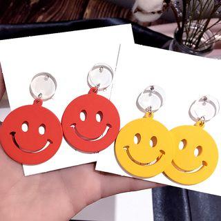 Steel Smiley Dangle Earring