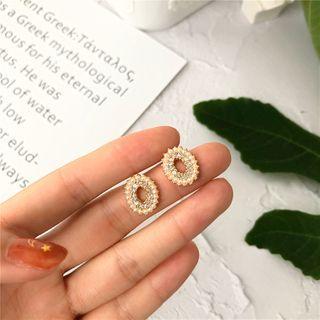Rhinestone Faux Pearl Earring 1 Pair - Rhinestone Faux Pearl S925 Sterling Silver Pin Stud Earring - One Size