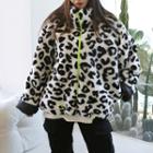 Leopard Sherpa-fleece Jacket Ivory - One Size