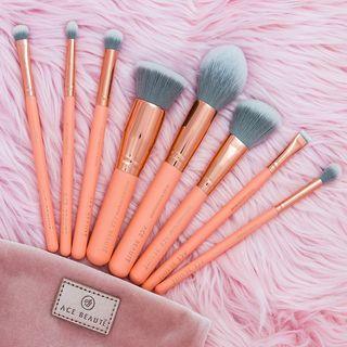 Ace Beaute - 8 Piece Blush Brush Set With Velvet Pouch 8pcs Brush Set