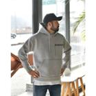 Letter-printed Kangaroo-pocket Neoprene Hoodie