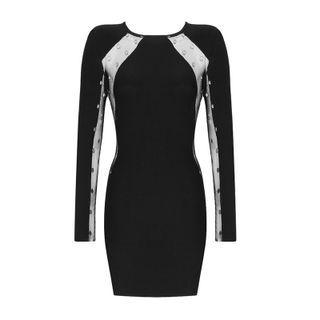 Long-sleeve Sheer Sheath Party Dress