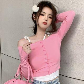 Strappy Camisole Top / Long-sleeve Off-shoulder T-shirt