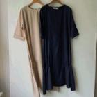 Short-sleeve Shirred-hem Dress
