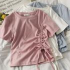 Slim-fit Drawstring Crop T-shirt In 5 Colors