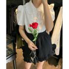 Short-sleeve Ruffle Trim Blouse / Skort