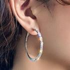 Rhinestone Hoop Drop Earring Zircon Ring - One Size