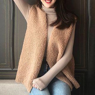 V-neck Fleece Vest As Shown In Figure - One Size