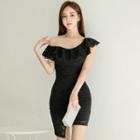 Cap-sleeve Mini Sheath Lace Dress