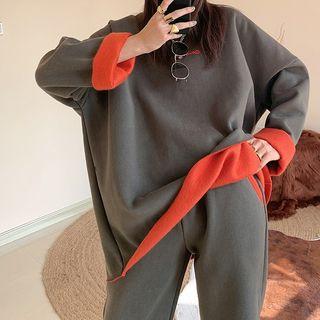 Letter Sweatshirt / Wide-leg Pants / Set