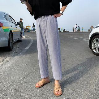 Drawstring Waist Striped Straight Cut Pants