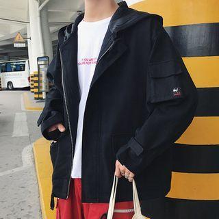 Applique Cargo Hooded Jacket