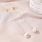 Faux Pearl Faux Crystal Dangle Earring 1 Pair - 01 - 11062 - Kc Gold - One Size