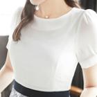 Short-sleeve Laced A-line Midi Dress