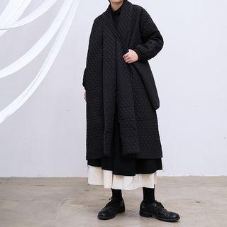 Quilted Single-breasted Midi Coat Black - One Size