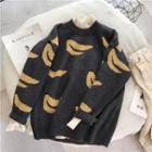 Banana Jacquard Sweater Dark Gray - One Size
