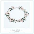 Lace Leaf Choker Green & Pink - One Size