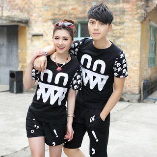 Short-sleeve Printed Couple Matching T-shirt / Shorts