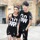 Short-sleeve Printed Couple Matching T-shirt / Shorts