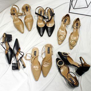Pointy Toe Block Heel Sandals