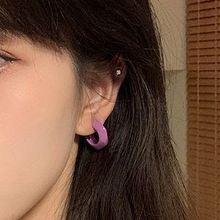Open Hoop Earring 1 Pair - Purple - One Size