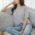 Colored Linen Blend Stripe T-shirt