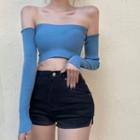 Knit Crop Tube Top With Arm Sleeves