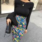 Button-down Bloom Pencil Skirt
