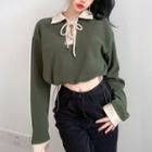 Lace Up Cropped Sweatshirt