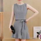 Set: Check Tank Top + Flounced A-line Skirt