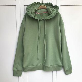 Plain Frill-trim Hoodie