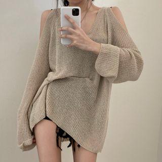 Cold Shoulder Oversized Knit Top