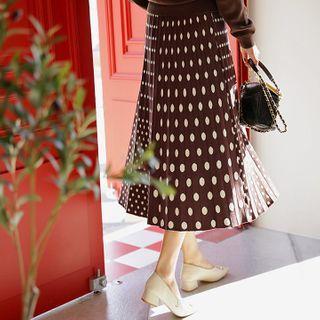 Dot Knit Long Pleat Skirt