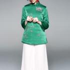 Embroidered Long-sleeve Padded Top