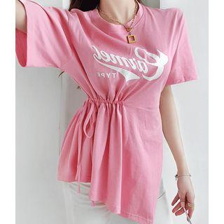 Drawstring-waist Letter Print T-shirt