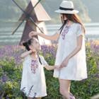 Family Matching Embroidered Short-sleeve T-shirt Dress