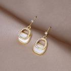 Disc Shell & Rhinestone Dangle Earring 1 Pair - E3253 - Gold - One Size