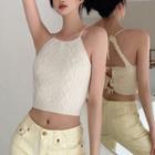 Halter-neck Tie-back Cable Knit Top